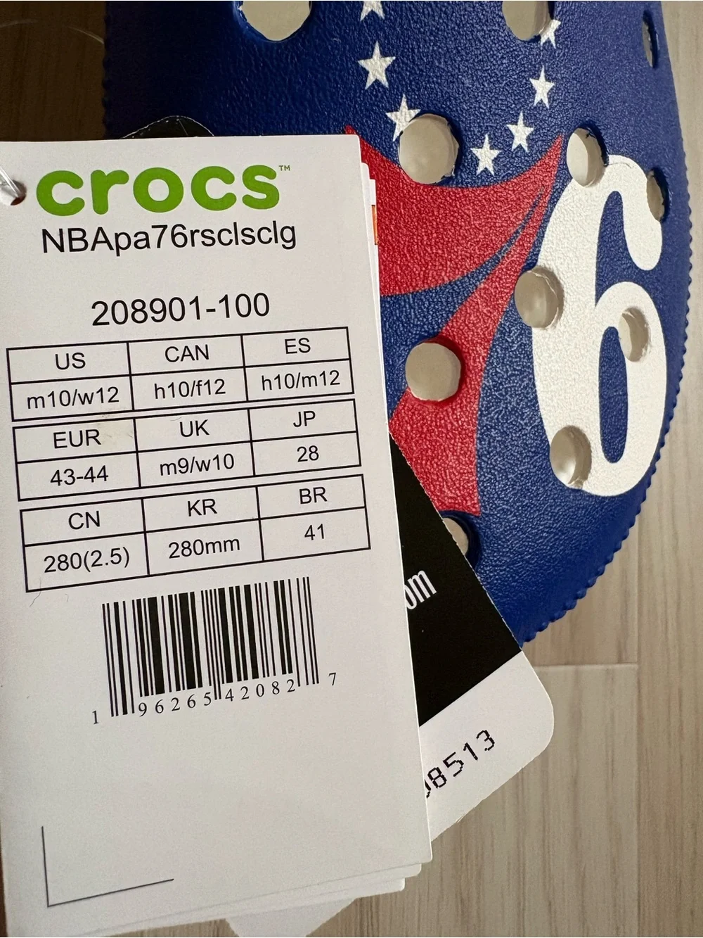 Crocs Classic Clogs NBA Philadelphia 76ers Blue Red Mens Size 10 Womens 12 NWT